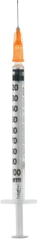 Siringa per insulina extrafine 1ml 100 ui ago removibile 25 gauge 0,5x16 mm 1 pezzo