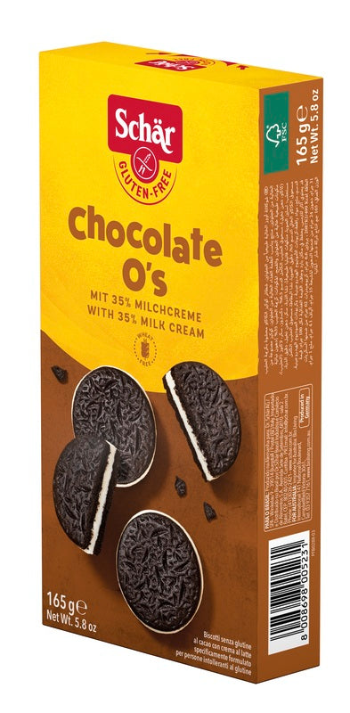 Schar chocolate o's biscotti al cacao con crema al latte 165 g