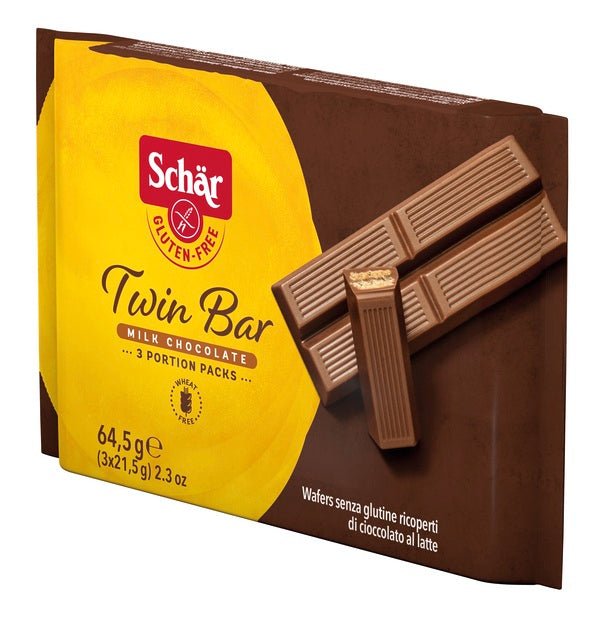 Schar twin bar wafers ricoperti di cioccolato al latte 3 pezzi da 21,5 g