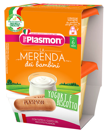 Plasmon la merenda dei bambini sapore di natura yogurt biscotto asettico 2 x 120 g
