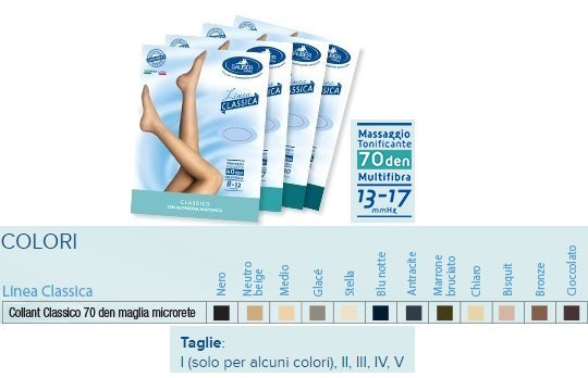 Sauber collant 70 denari maglia microrete neutro beige 1 linea classica