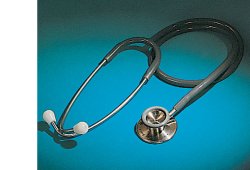 Stetofonendoscopio professional corpo in acciaio inox 18/8, archetto biauricolare cromato con doppia