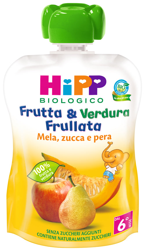 Hipp bio frut&ver mel/pe/zu90g