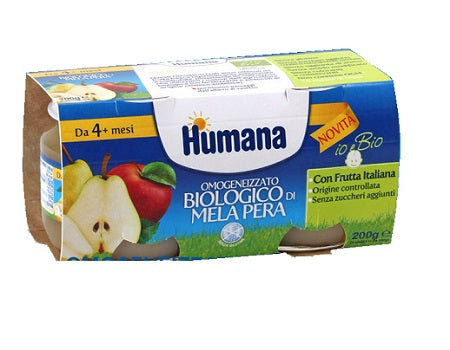 Humana omogeneizzato mela/pera bio 2 vasetti 100 g