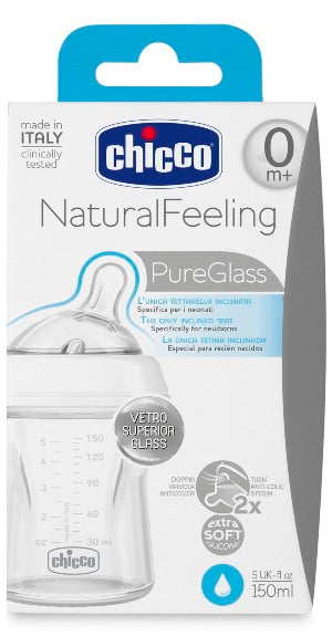 Chicco biberon naturalfeeling vetro 0m+ 150 ml