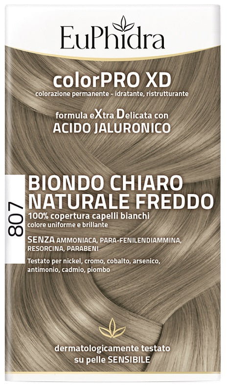 Euphidra colorpro xd 807 biondo chiaro naturale f colore + attivante + balsamo + cuffia + guanti