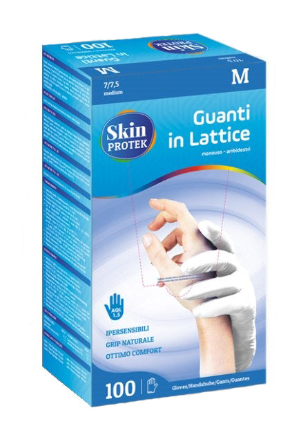 Guanto non chirurgico monouso in lattice con amido di mais skin protek ambidestro polsino salvastrap