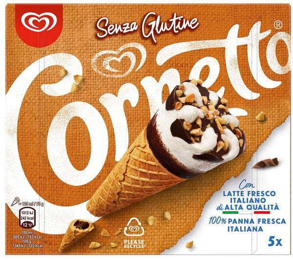 Algida cornetto s/glut 5x75g