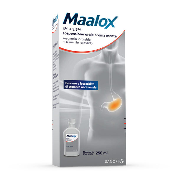 Maalox*os sosp 250ml 4+3,5% me