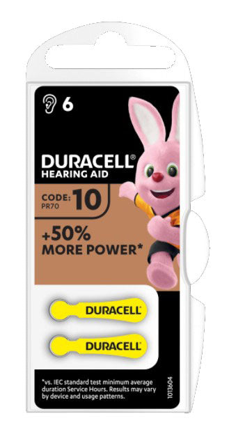 Duracell activair hearing aid easy tab 10 giallo batteria per apparecchio acustico 6 pezzi