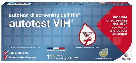 Autotest vih screening dell'hiv contiene 1 autotest + soluzione + bisturi + cerotto + garza + salvie