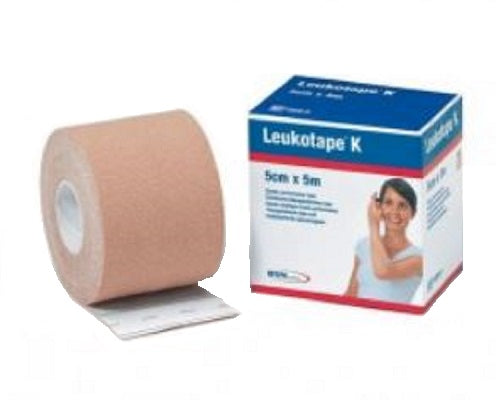 Benda adesiva leukotape k per taping fisioterapico larghezza 5 cm lunghezza 5 m color carne in rotol