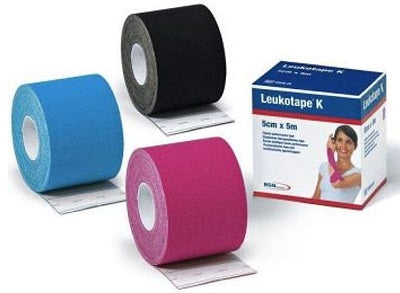 Benda adesiva leukotape k per taping fisioterapico larghezza 5 cm lunghezza 5 m colore azzurro in ro