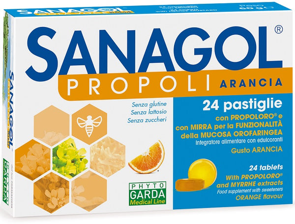 Sanagol propoli senza zucchero arancia 24 caramelle