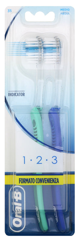 Oralb 123 indicator spazzolino manuale setole 35 medie 2 pezzi