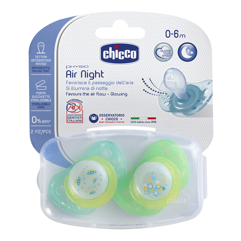 Chicco succhicco air lum silicone 0-6 mesi 2 pezzi